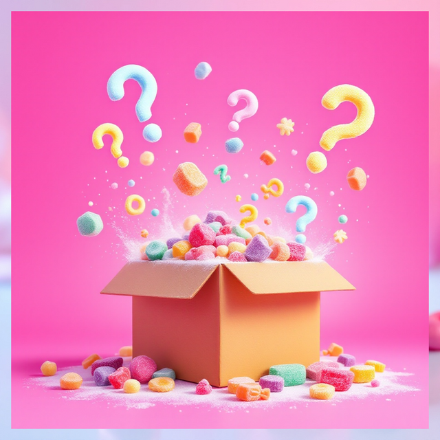 Mystery Box SMALL z liofilizowanymi słodyczami, ilustracja pudełka z cukierkami